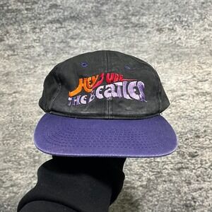 Vintage 90s Hey Jude The Beatles Snapback Hat Black Purple Embroidered Cap